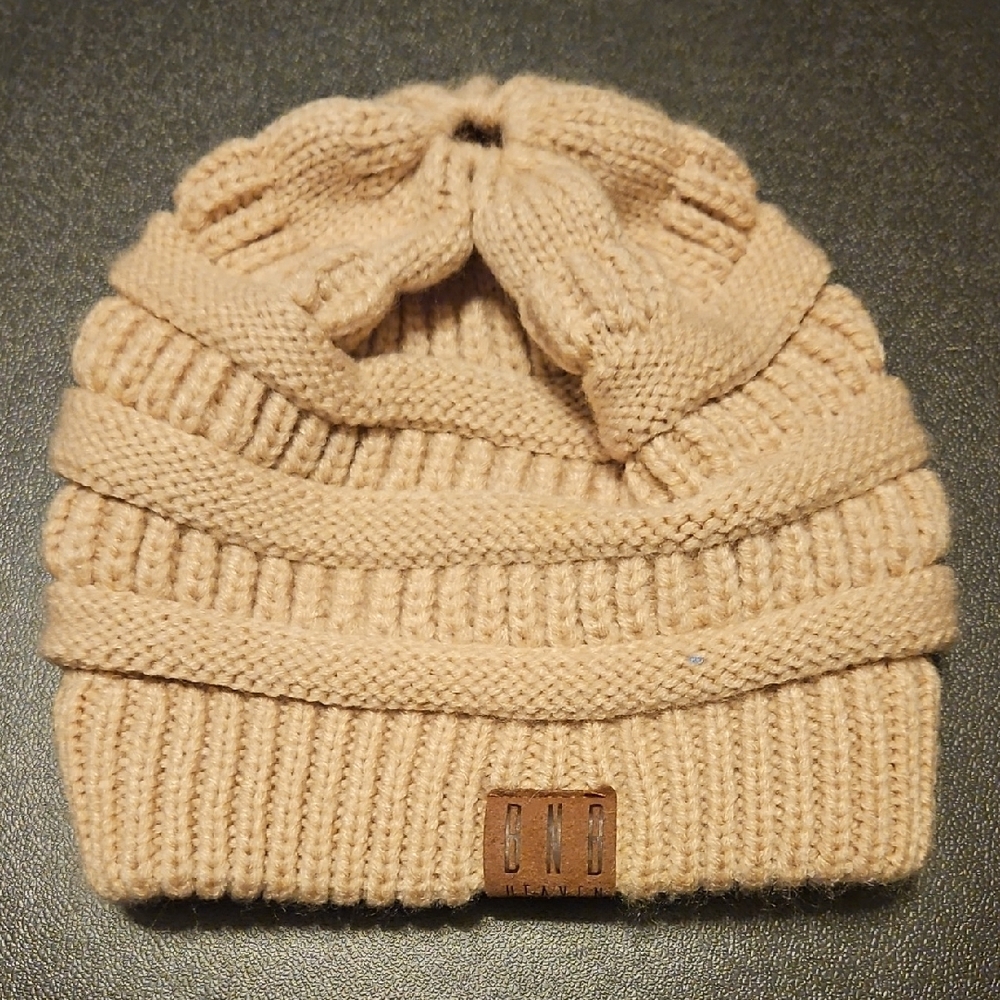 Cozy Tan Knit Beanie for Kids